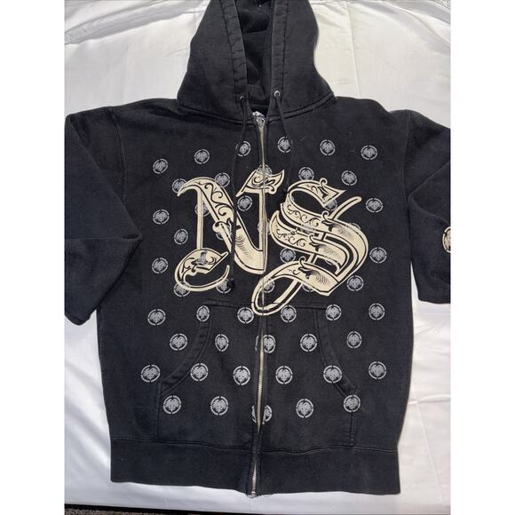 VINTAGE Never Summer Graphic Full Zip Hoodie Men Med Black Y2K - Picture 1 of 7